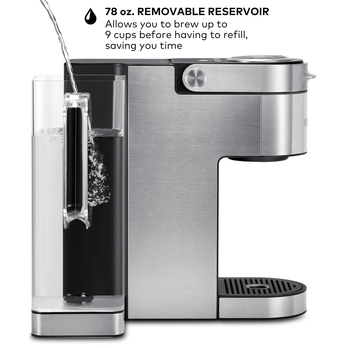 Keurig K-Supreme Plus Cafetera, cafetera K-Cup de una sola porción, con tecnología MultiStream, depósito extraíble de 76 onzas y ajustes programables, acero inoxidable
