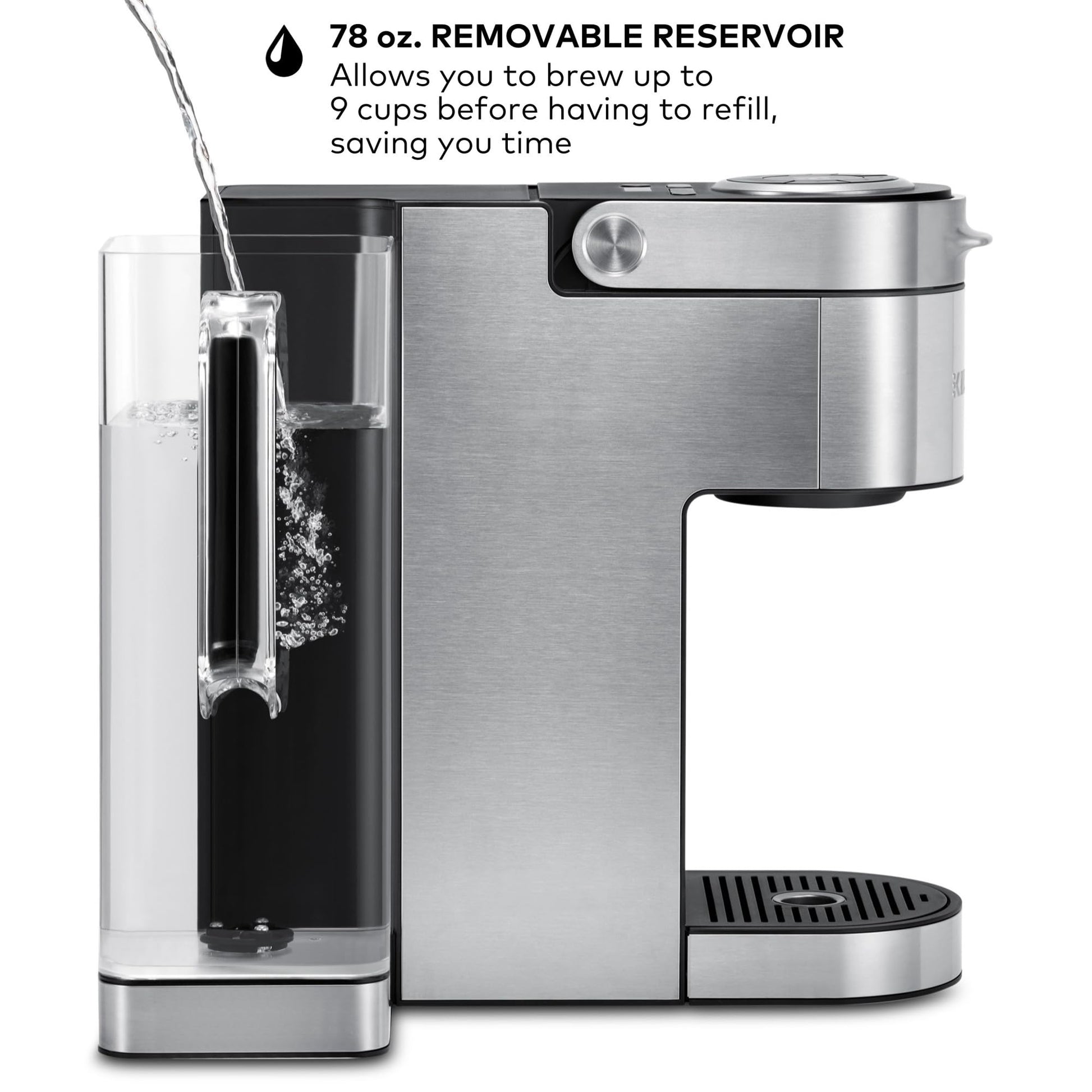 Keurig K-Supreme Plus Cafetera, cafetera K-Cup de una sola porción, con tecnología MultiStream, depósito extraíble de 76 onzas y ajustes programables, acero inoxidable