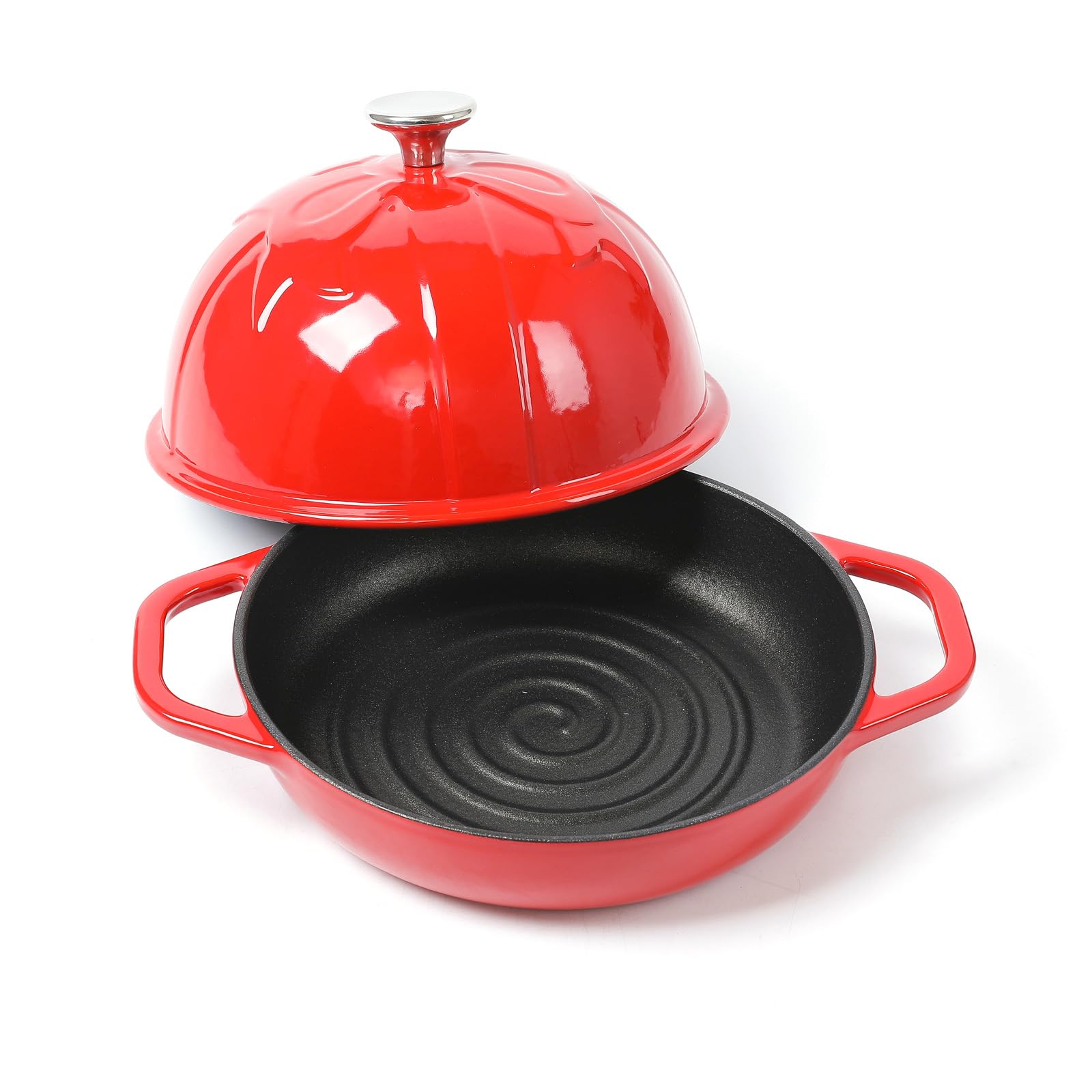 HAWOK - Cloche de pan de hierro fundido, diámetro 7.8 pulgadas, molde para hornear de masa madre presazonado negro