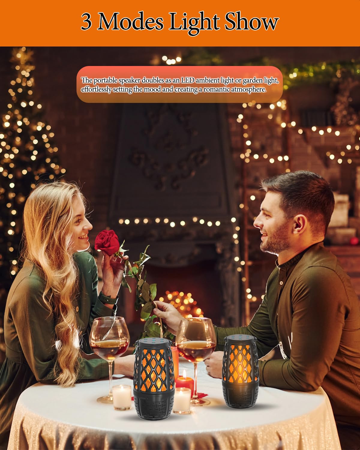 Paquete de 2 altavoces Bluetooth LED con llama para exteriores, regalos únicos para hombres, IPX6 impermeable Tiki antorcha atmósfera altavoz para fiesta, patio, jardín, altavoces al aire última