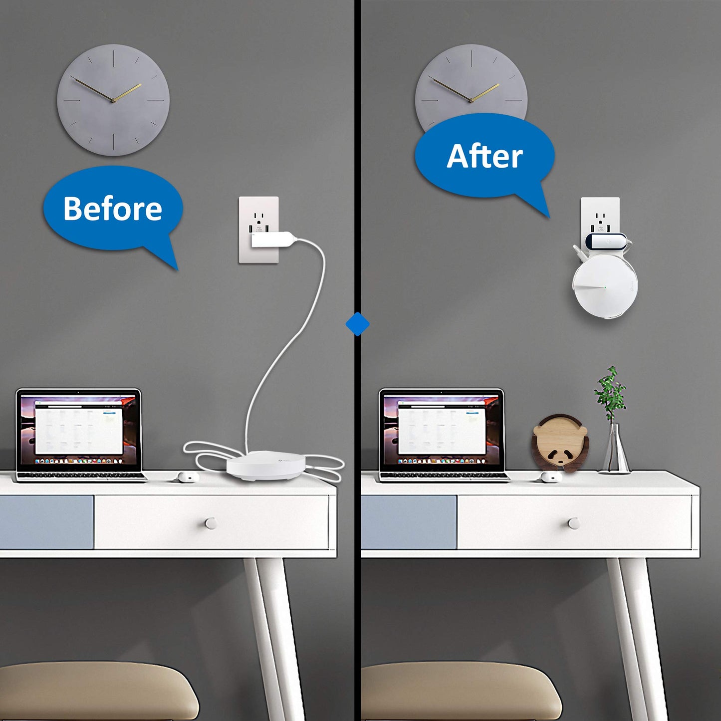 Soporte de Pared PETIMETI Blanco para Sistema WiFi de Malla TP-Link Deco M5 Paquete de 3