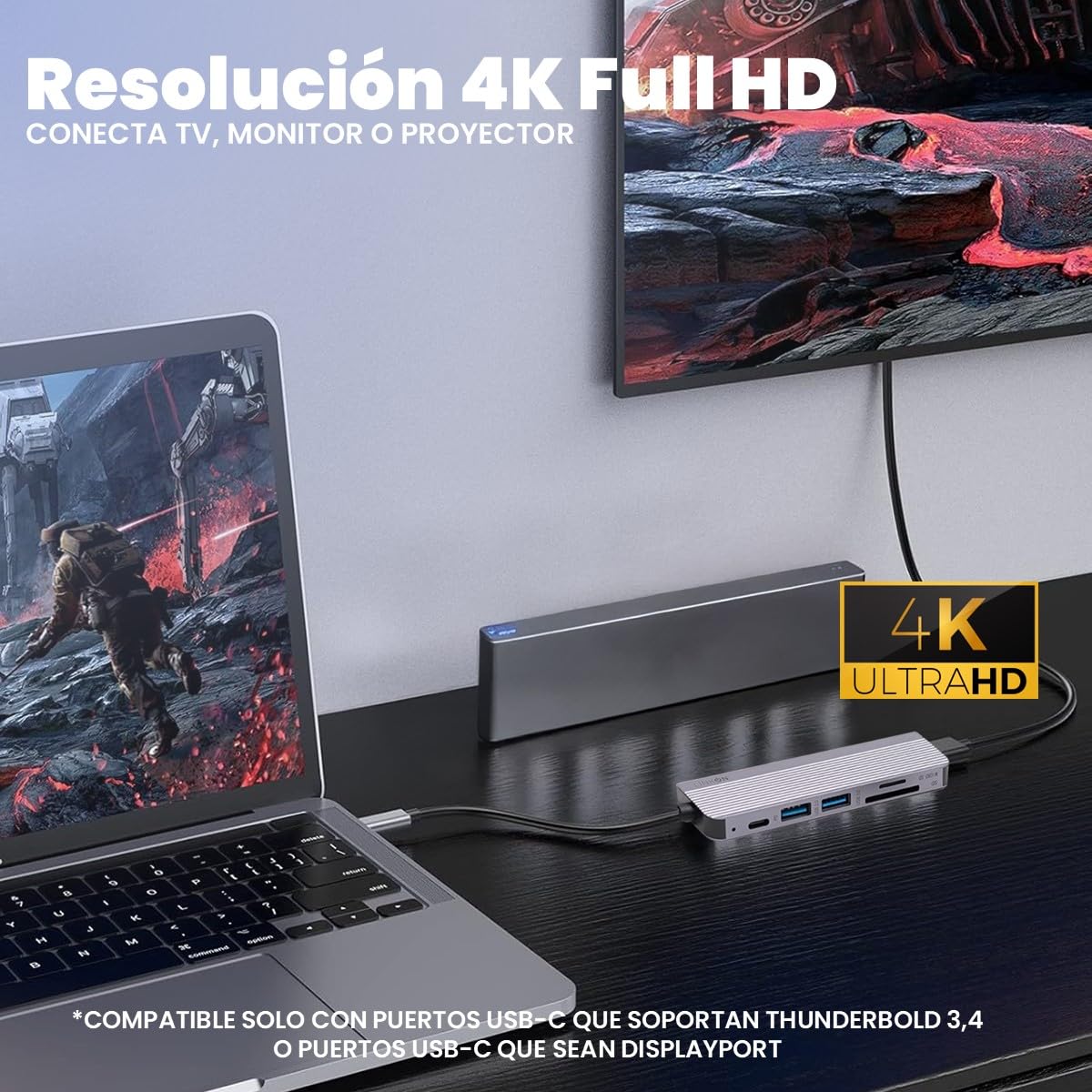 LINKON - Hub USB C Adaptador USB a Tipo C HDMI 4K, Ethernet Red RJ45 100Mbps, 2 Puertos USB 3.0, Carga Rápida 87W PD, Docking Station, Adaptador de Red (6 en 1)