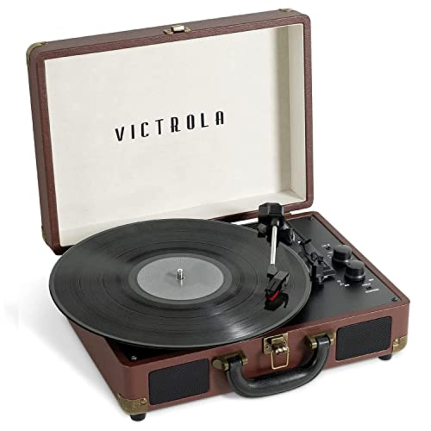 Tocadiscos Maleta Victrola Journey+ Bluetooth Café Oscuro con Bocinas Integradas para Vinilos 33-1/3, 45 y 78 RPM