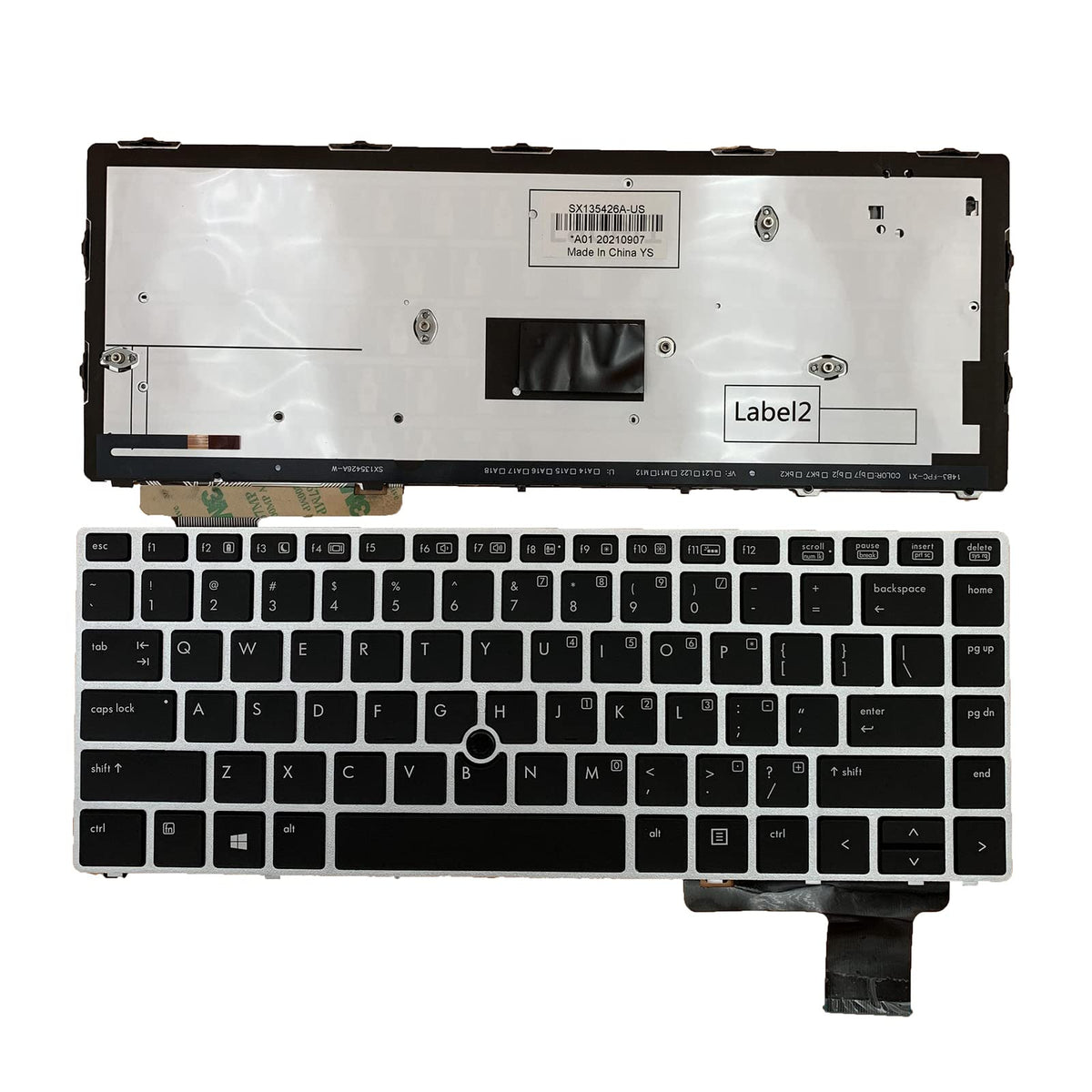 Repuesto de Teclado con Retroiluminación Tiugochr Negro para HP EliteBook Folio 9470M 9480M