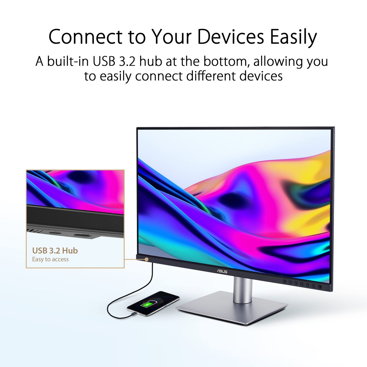 ASUS Monitor Profesional ProArt Display PA279CRV: 27 Pulgadas, IPS, 4K UHD (3840x2160), 99% DCI-P3, 99% Adobe RGB, precisión de Color ΔE < 2, verificado por Calman, USB-C PD 96W, VESA DisplayHDR 400