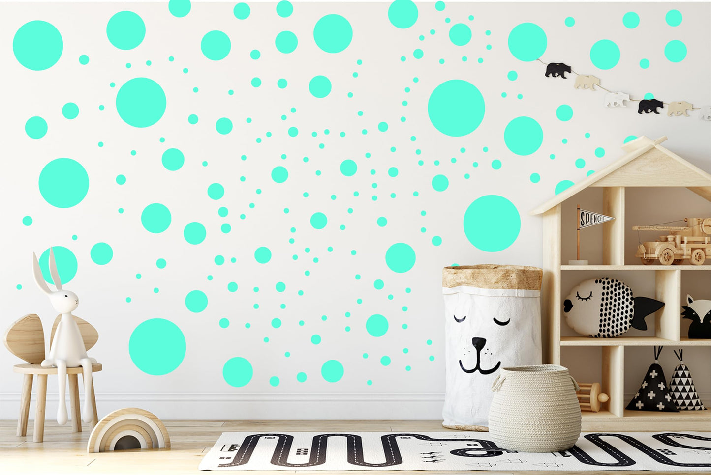 StickerDeen 500+ Calcomanías surtidas de lunares circulares para pared para recámara de niños, sala de estar, aula, cuarto de juegos, decoración. Adhesivos de vinilo extraíbles para pared con lunares