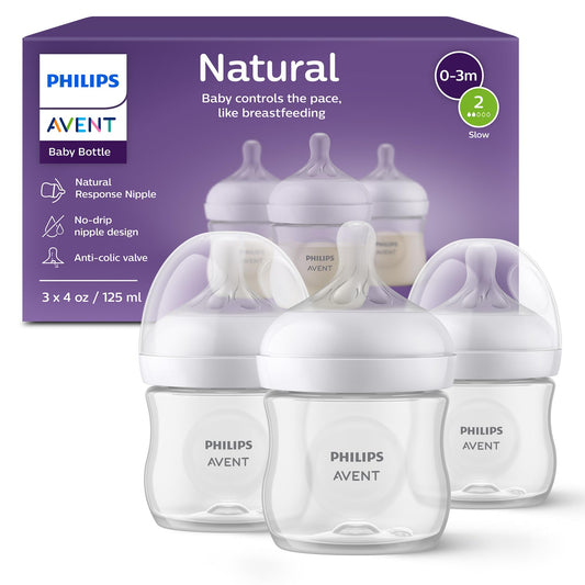 Biberones Natural Philips Avent Transparente Paquete de 3 con Tetina Natural Response