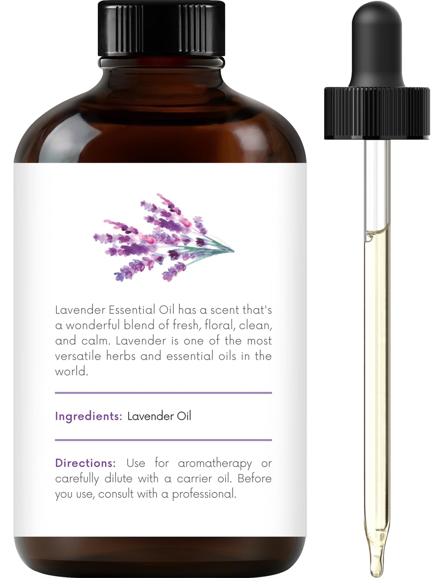 Handcraft Lavender Essential Oil - Huge 4 OZ - 100% Pure & Natural â€" Premium Therapeutic Grade with Premium Glass Dropper