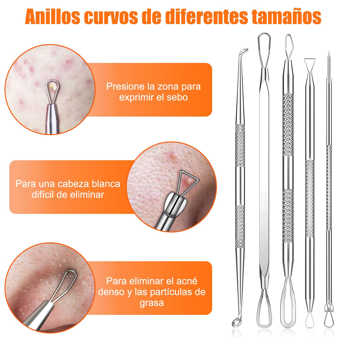 Kit Removedor de Espinillas, 20 Kits de Acero Inoxidable, Hombres y Mujeres