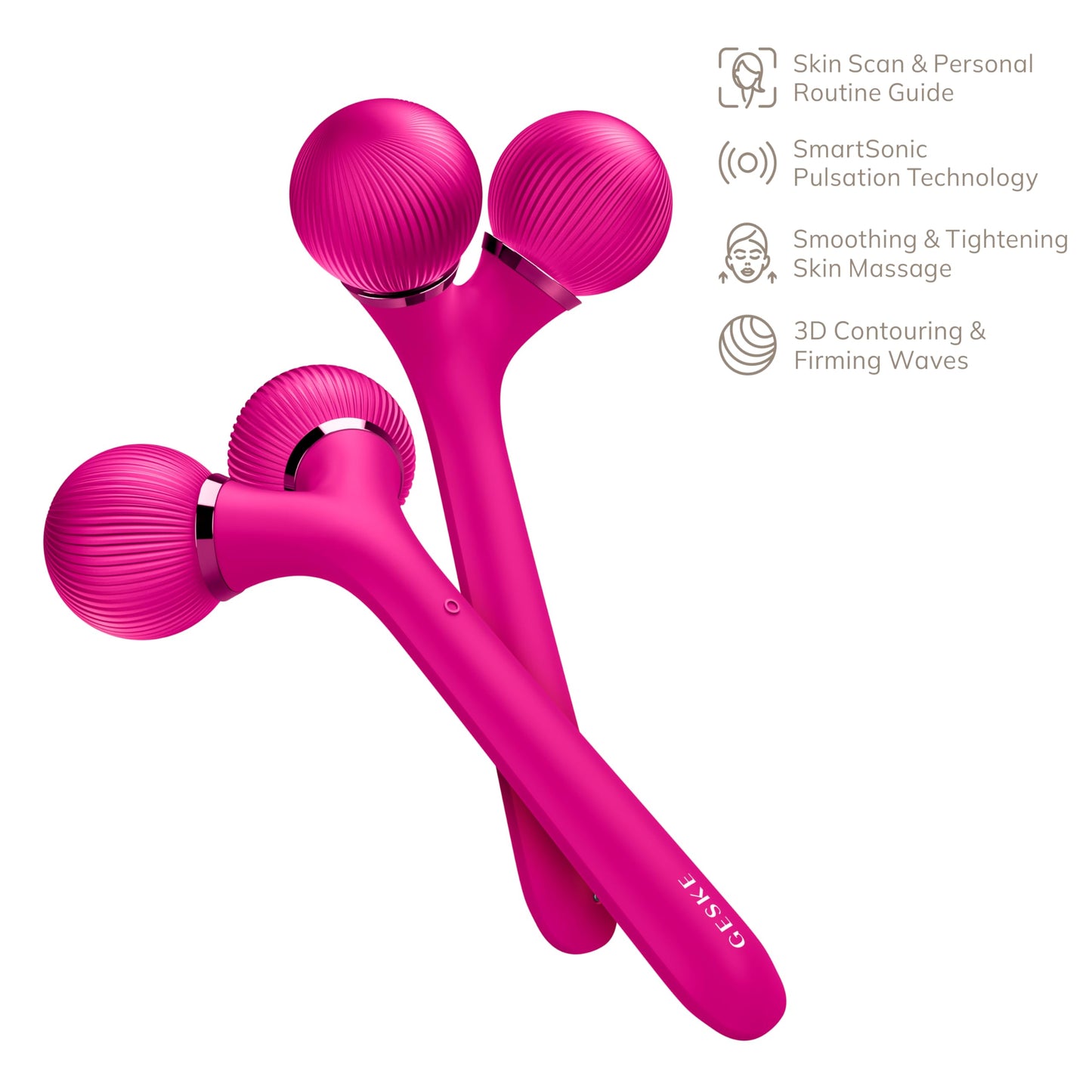 GESKE | Rodillo facial y corporal sónico SmartAppGuided™ | 4 en 1 | rodillo derma | Dispositivo para rostro y cuerpo | rodillo derma | Rodillo facial profesional | Reafirma y define cuerpo y rostro