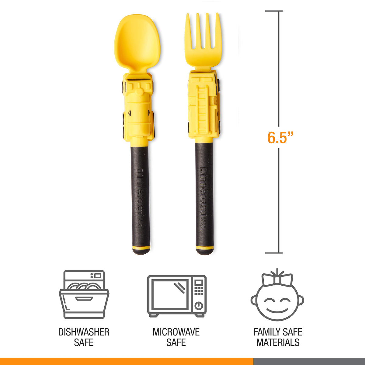 Dinneractive - Juego de utensilios para niños, tenedor y cuchara para niños pequeños, 2 piezas