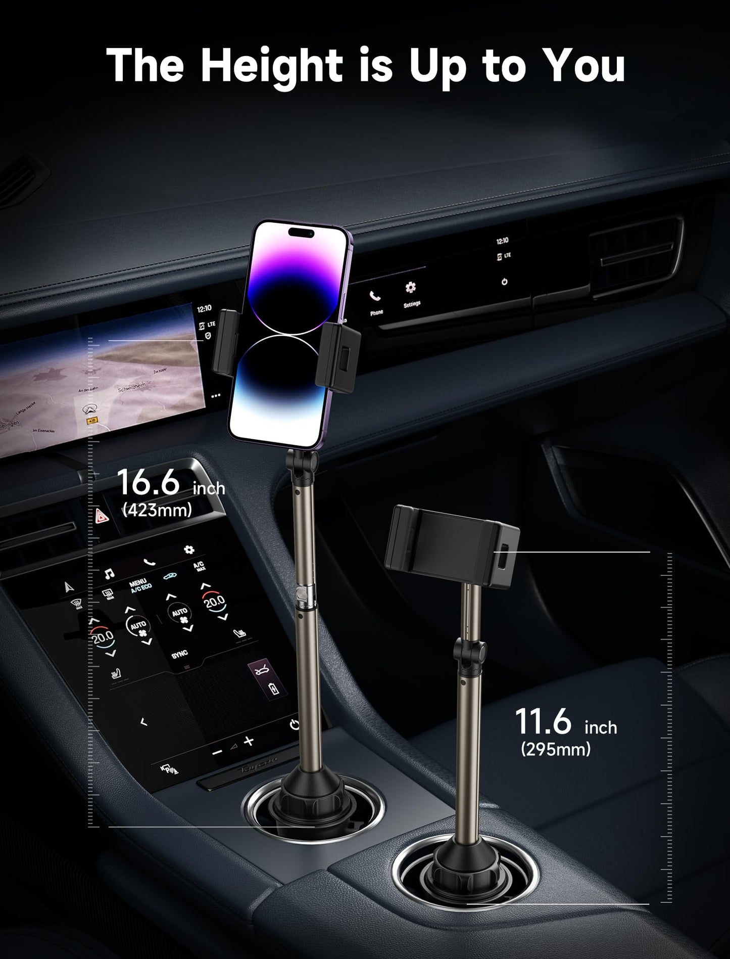 Soporte para Teléfono Celular JSAUX Metal Ultra Estable para Portavasos de Coche Ajustable