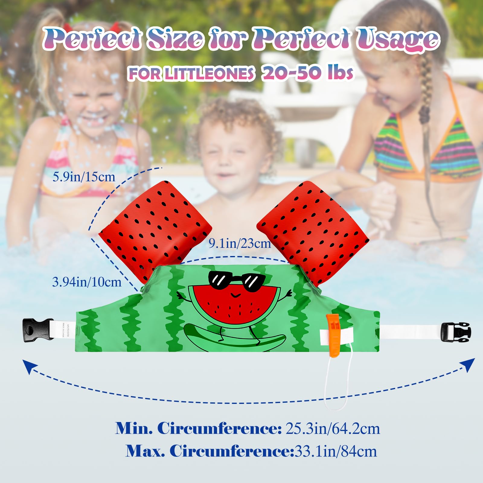 HeySplash Chaleco de natación para niños de 2 a 6 años, cinturón de natación seguro sin inflar cinturón de natación con cierre de seguridad de 20 – 50 libras