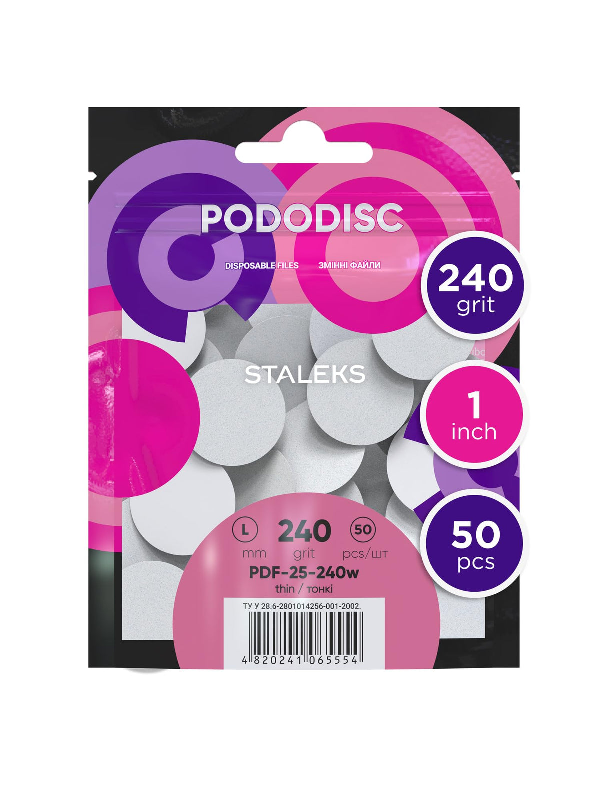 Staleks Pro Pododisc L - Almohadillas de repuesto para discos (grano 240, 50 unidades), color blanco