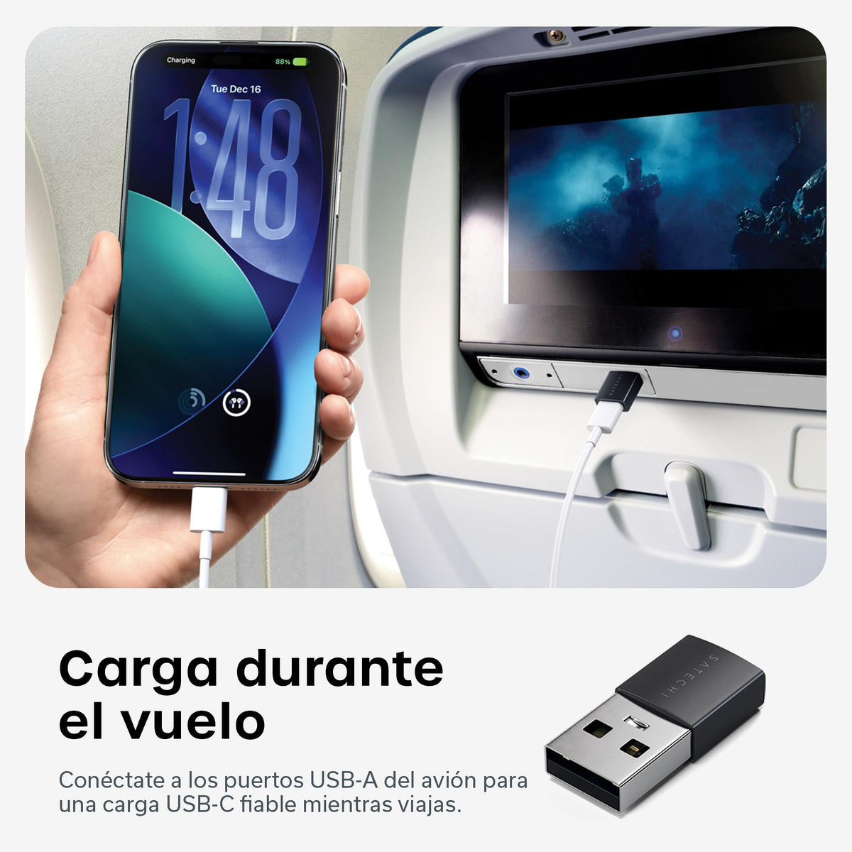 Adaptador USB-A a USB-C SATECHI Negro Espacial, Paquete de 2