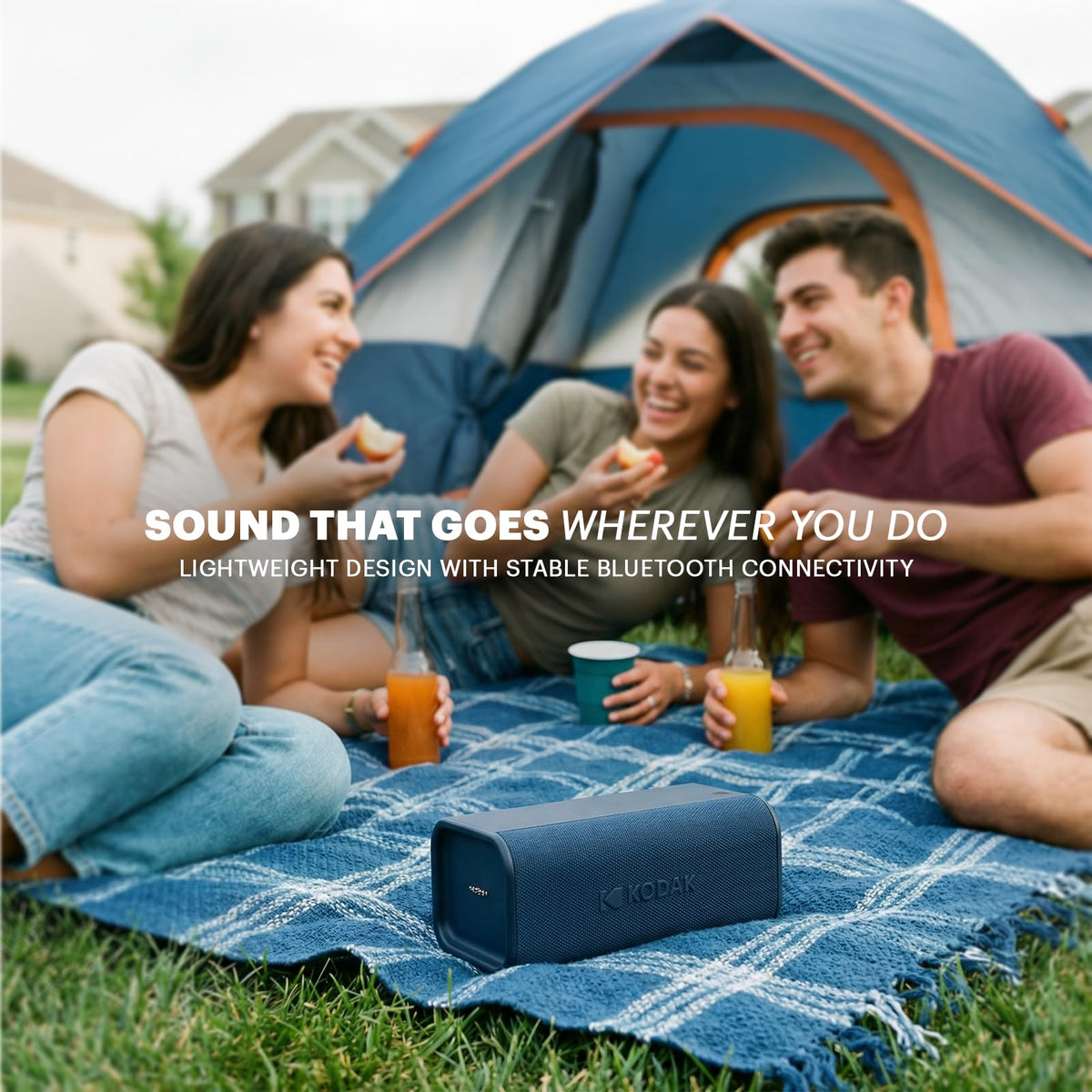 Altavoz Bluetooth Dual Portátil KODAK Negro Apilable y Resistente a Salpicaduras