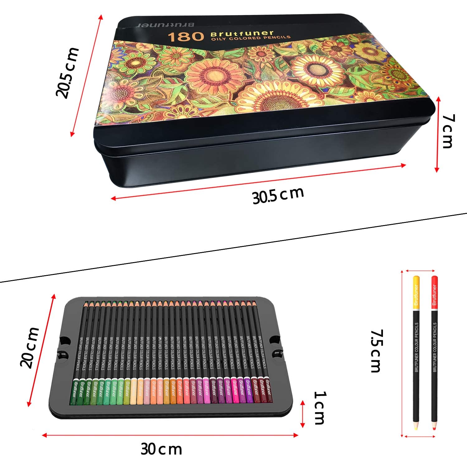 Ccfoud - Lápices de Colores, Juego Profesional de 180 Colores en Una Caja de Lata, Núcleos a Base de Cera Suave Numerados, Para Dibujar, Dibujar, Sombrear y Colorear