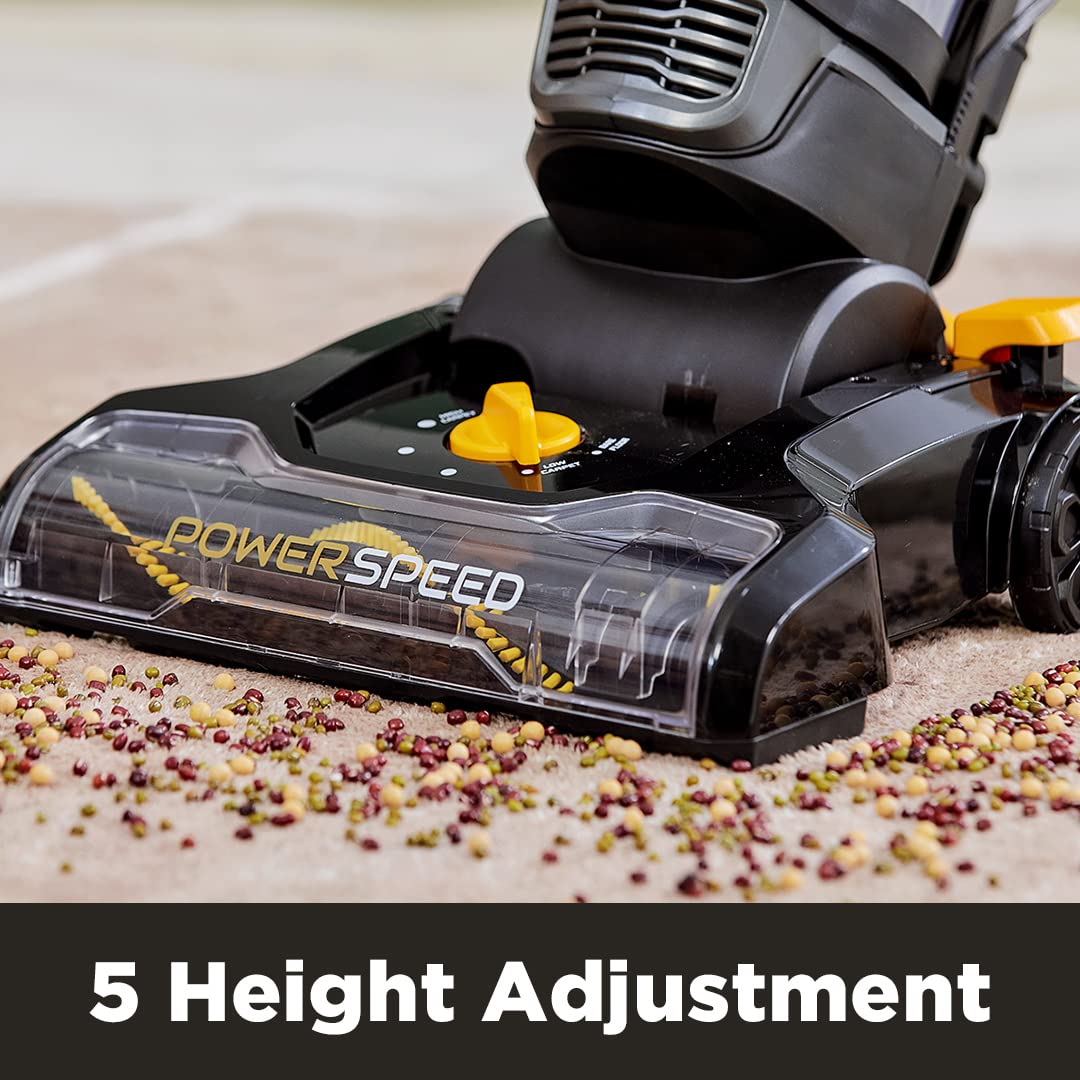 Aspiradora Vertical Eureka PowerSpeed Negro Amarillo Ligera y Potente para Alfombras y Suelos Duros