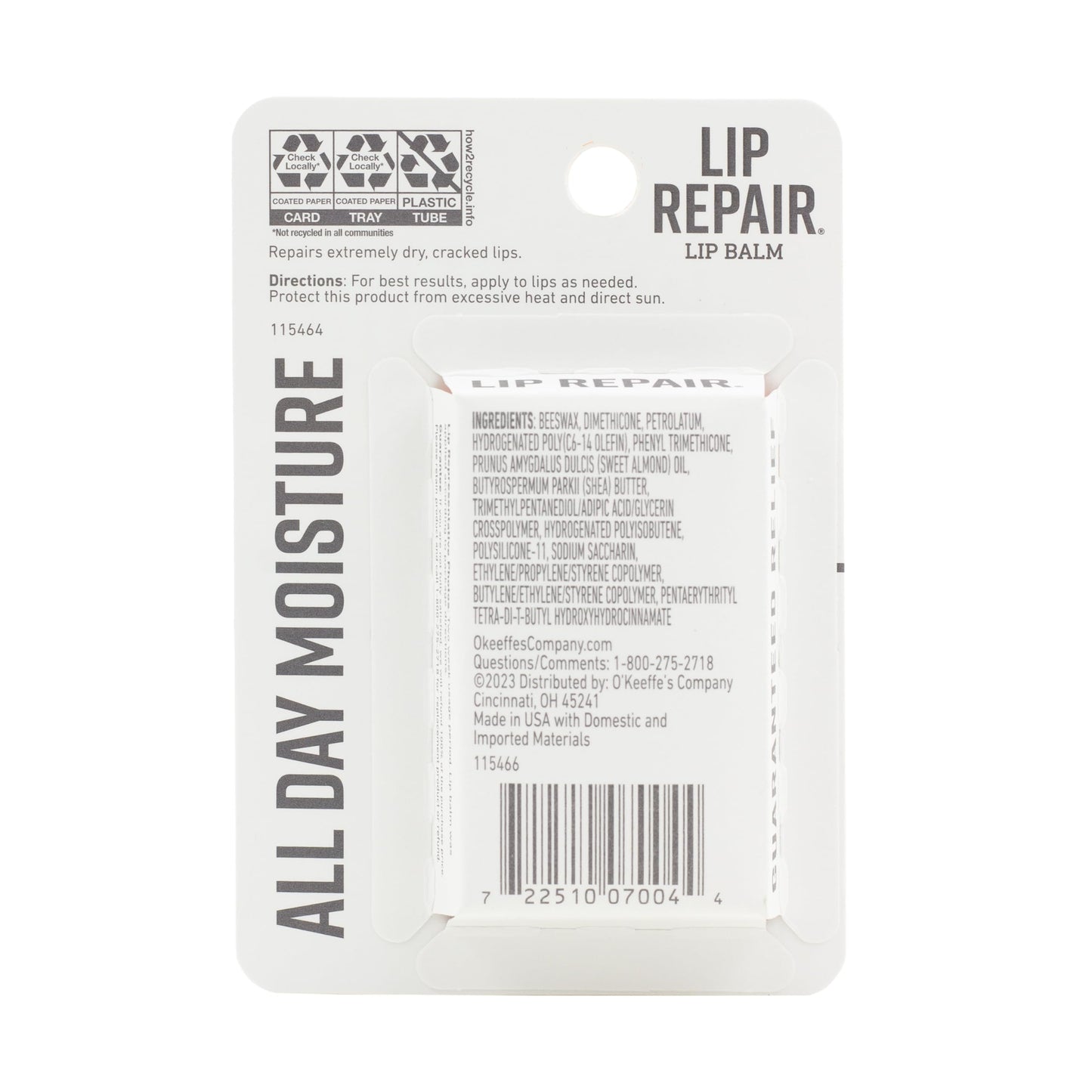 Bálsamo Labial Reparador O'Keeffe's sin Perfume para Labios Secos y Agrietados Paquete de 2 Unidades