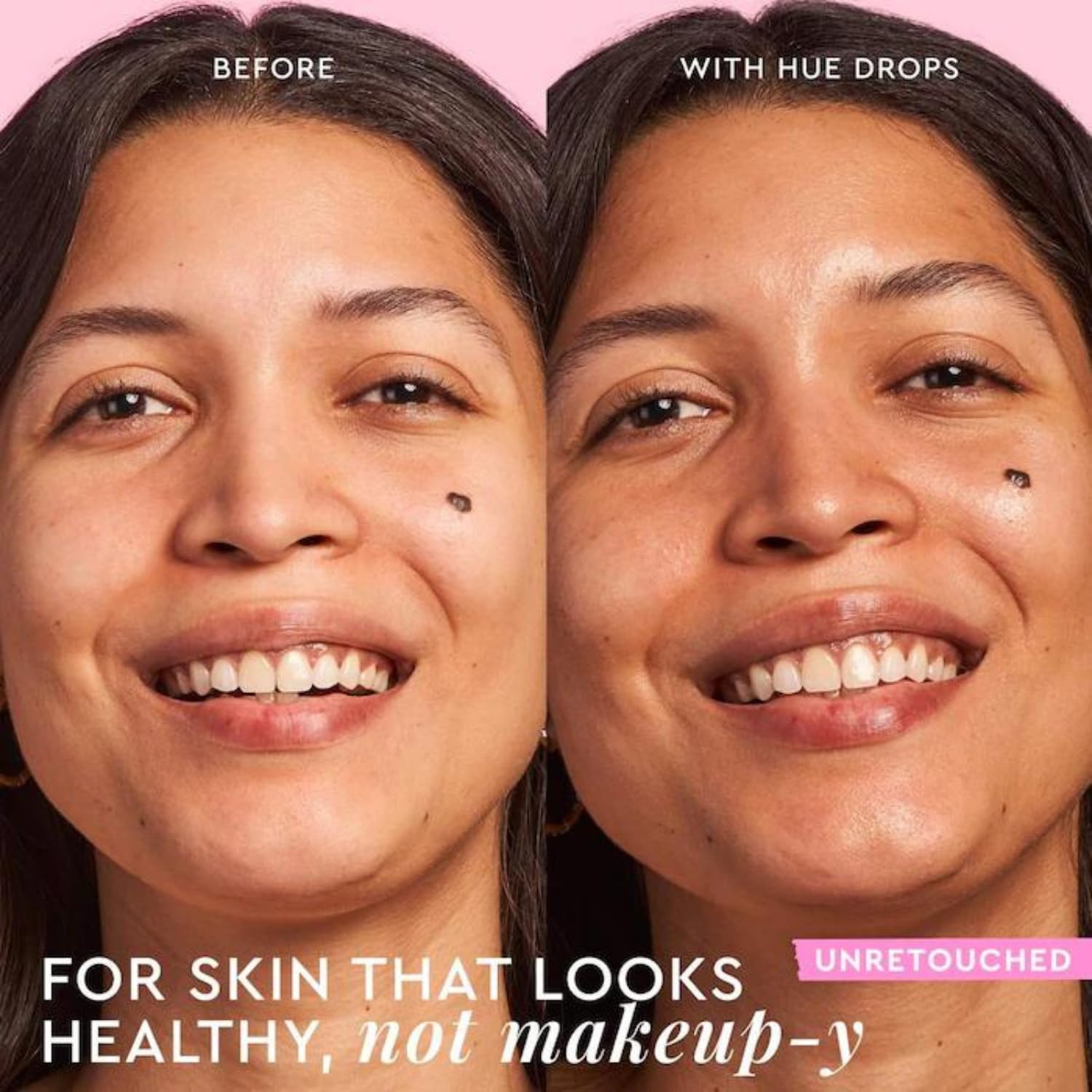Hue Drops Face Serum Glow Bronzing Drops + Tinted Serum para iluminar e hidratar la piel. Prebase de maquillaje y iluminador para difuminar los poros y lograr un tono de piel uniforme y luminoso.