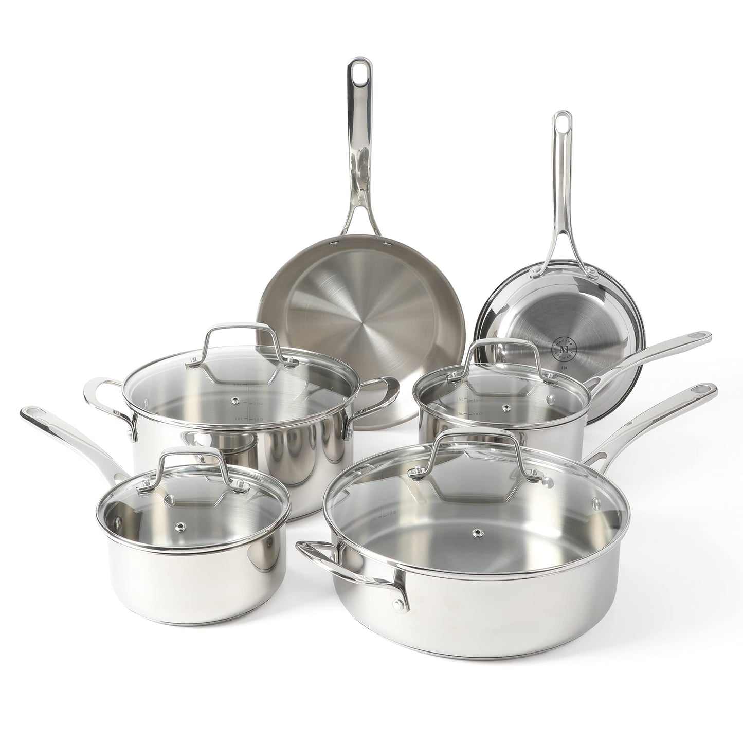 Juego de Ollas y Sartenes Martha Stewart Acero Inoxidable Triple Fondo Seguros para Inducción