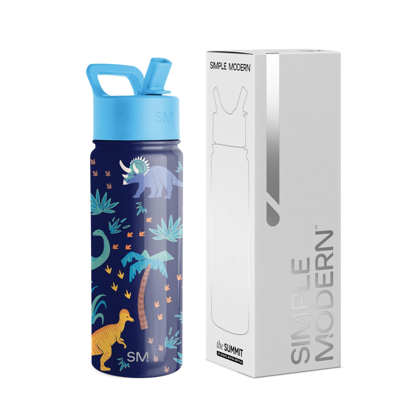 Botella de Agua Simple Modern Jurassic Jungle Térmica Acero Inoxidable con Pajita para Niños y Niñas