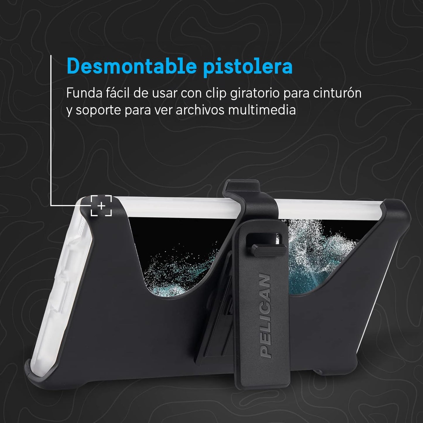 Funda con Clip para cinturón Pelican Voyager Transparente con protección de Grado Militar para Samsung Galaxy S23 Ultra Compatible con Carga inalámbrica