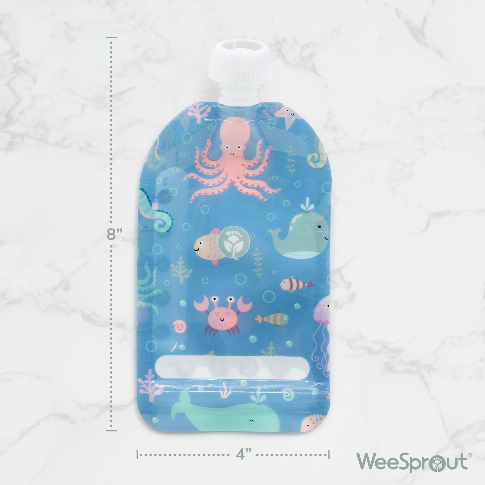 WeeSprout Bolsas reutilizables de doble cierre, perfectas para bebés y niños, aptas para congelador y lavaplatos (animales, 5 onzas líquidas (paquete de 6) + relleno de bolsa)