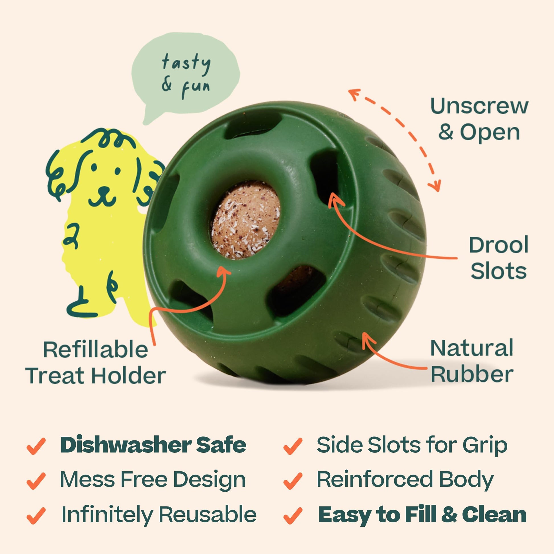 Juguete para Perros Woof Pupsicle Pequeño Larga Duración Rellenable Fácil de Limpiar para Cachorros 10 a 25 Libras