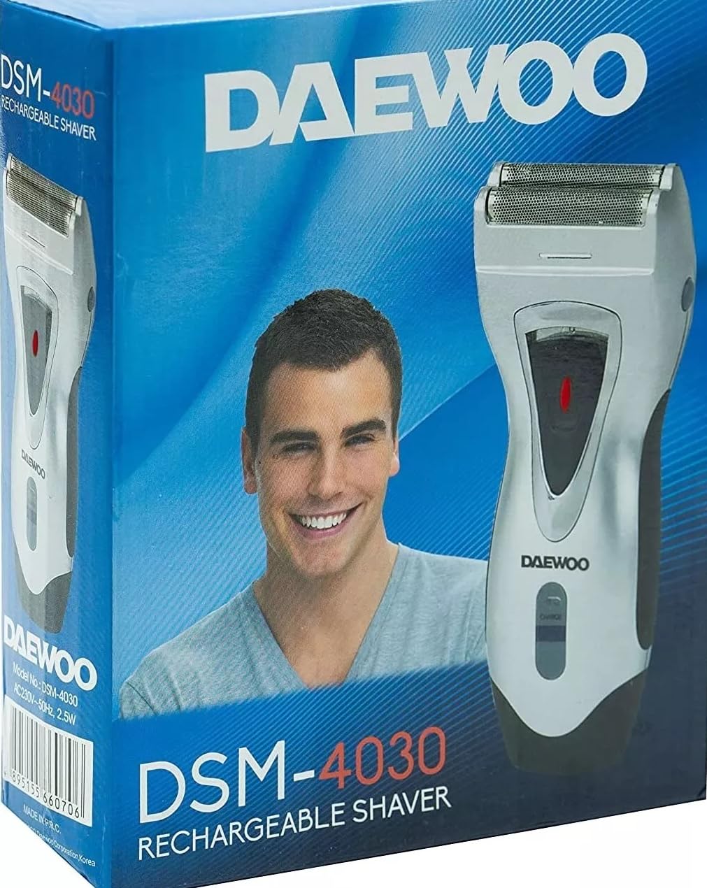 DAEWOO DSM-4030 Afeitadora inalámbrica | Afeitadora de doble hoja | Recargable | Trimmer | Cuchillas de acero inoxidable y pantalla de lámina