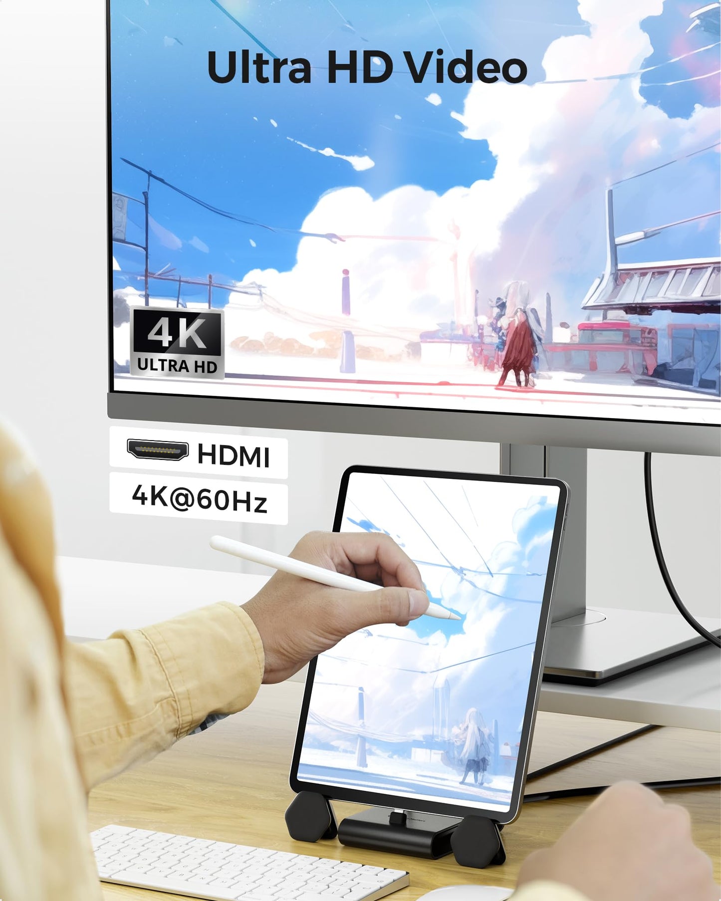 Cable Matters 5 en 1 iPhone 16/15 USB C Hub HDMI 4K@60Hz, estación de acoplamiento para iPad con Gigabit Ethernet, puerto USB-A 3.2, PD de 100W, soporte USB C Hub para iPhone 16/15 Pro Max, iPad Pro,