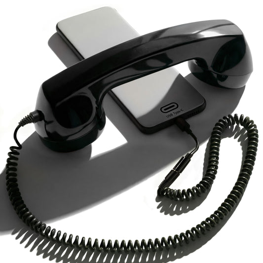 Opis Technology 60s micro: auriculares retro para iPhone, Galaxy, Huawei y smartphones modernos (negro)