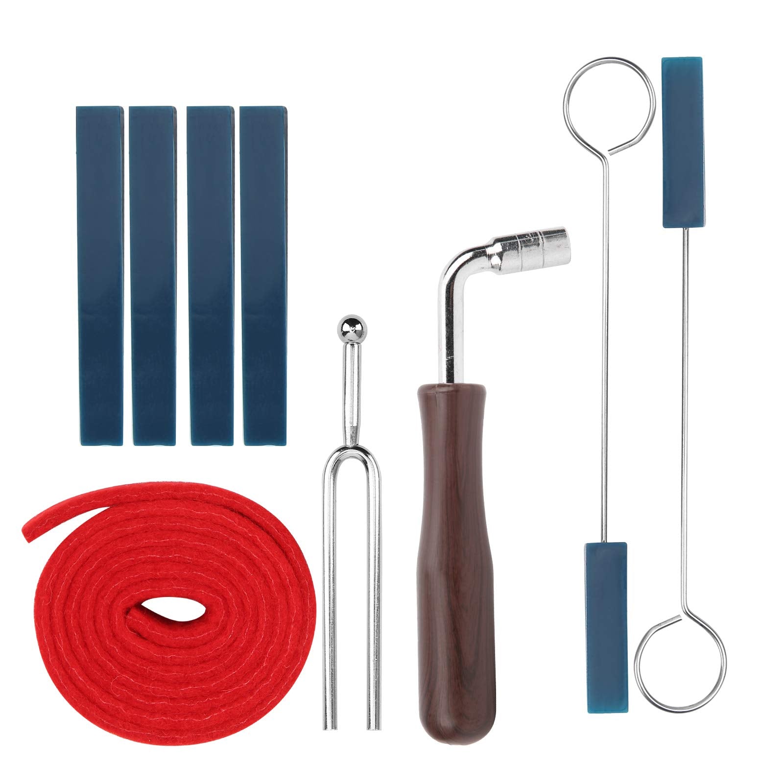 Keenso Juego de Herramientas de afinación de Piano, Llave de afinación en Forma de L de 16 cm, Mudo de Goma de 19 cm, mudos de cuña de Goma de 10,2 cm, diapasón de Banda de Temperamento de 110 cm