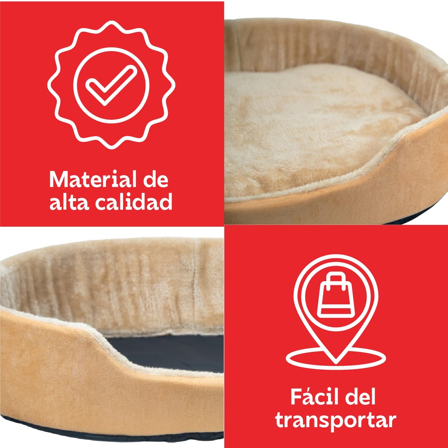 Cuory Cama para Perros, Cómoda Cama para Mascotas, Fondo Antideslizante con Forro Acolchonado, Base Antideslizante Lavable, Cama para Perros y Gatos (Beige)