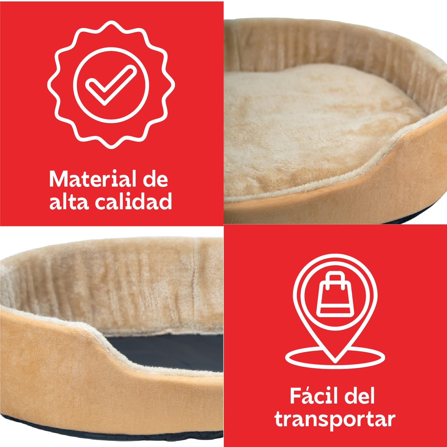 Cuory Cama para Perros, Cómoda Cama para Mascotas, Fondo Antideslizante con Forro Acolchonado, Base Antideslizante Lavable, Cama para Perros y Gatos (Beige)