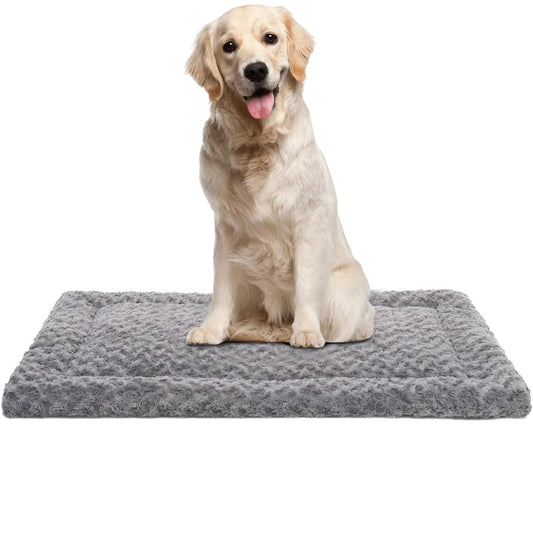 MADELALU Cama para Perro Grande y Mediano, Esponjosa y Acogedora, Lavable, Adecuada para Jaula (Gris, 106x70cm)