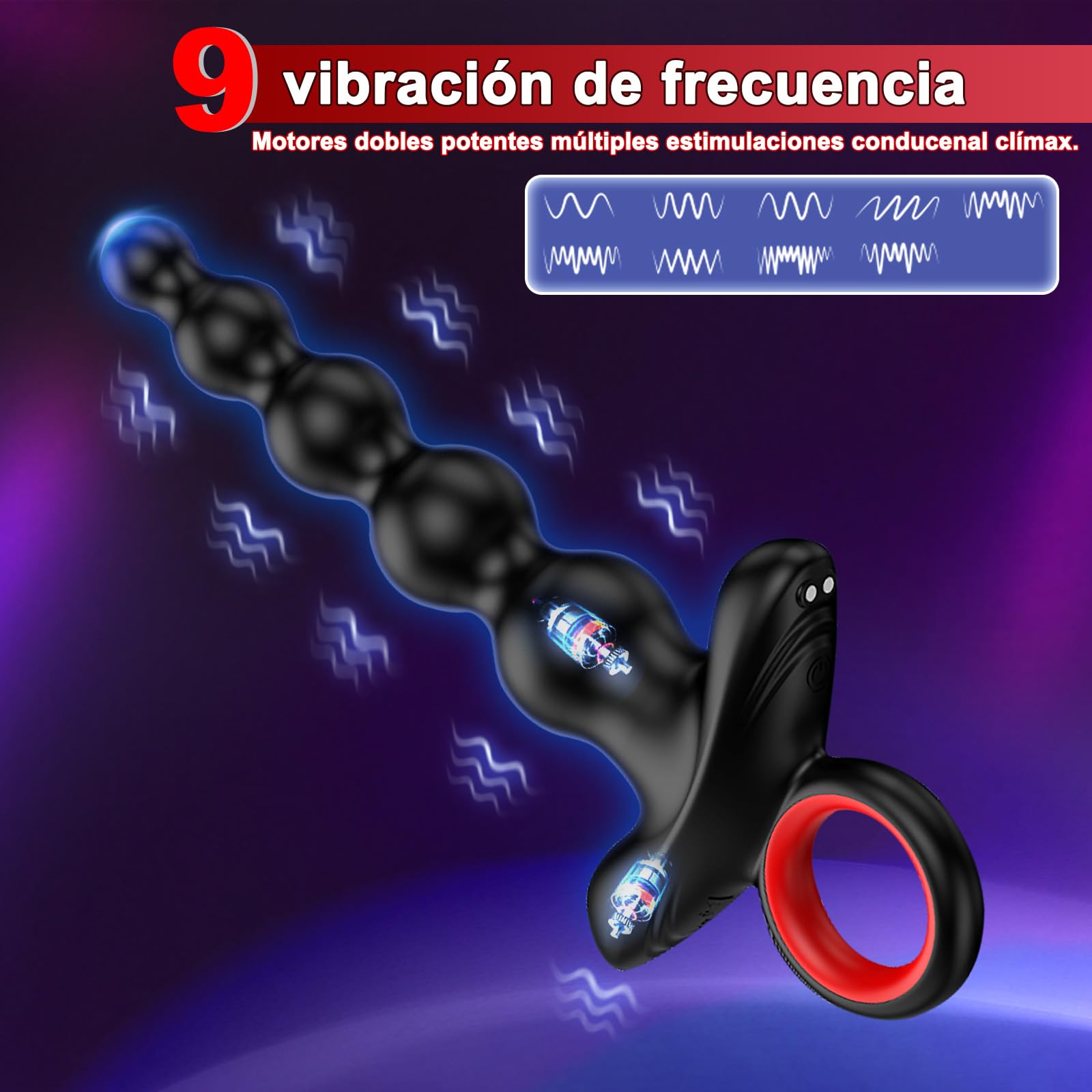 Vibrador Anal ZEZELIFE Negro 9 Modos USB Recargable para Hombre y Mujer