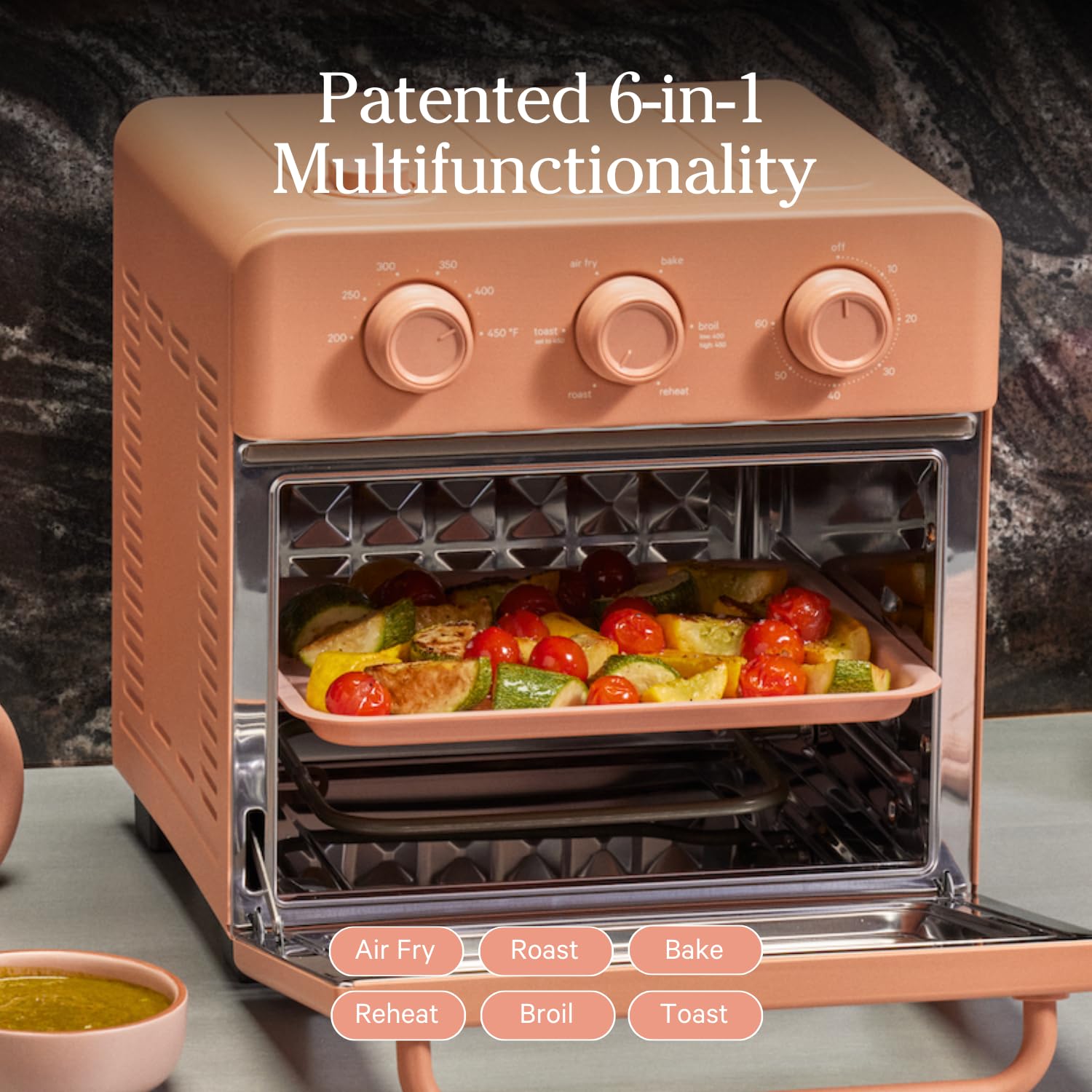 Our Place Wonder Oven | Freidora de aire 6 en 1 y horno tostador con infusión de vapor | Compacto, apto para encimera, precalentamiento rápido, multifuncional, freír al aire, tostar, hornear,