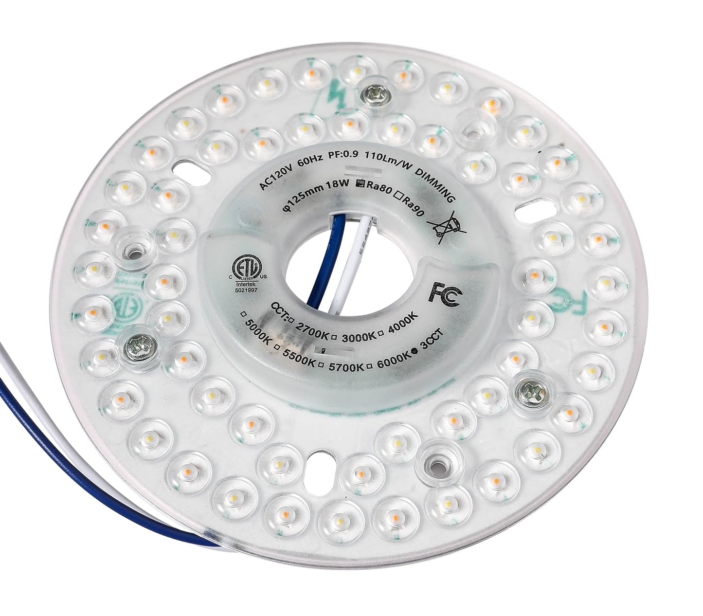 Ledytech - Kit de reequipamiento de luz LED para ventilador de techo, luz empotrada, panel de repuesto para ventilador de techo, PCB, 2200 lúmenes, 120 V, 18 W (3CCT)