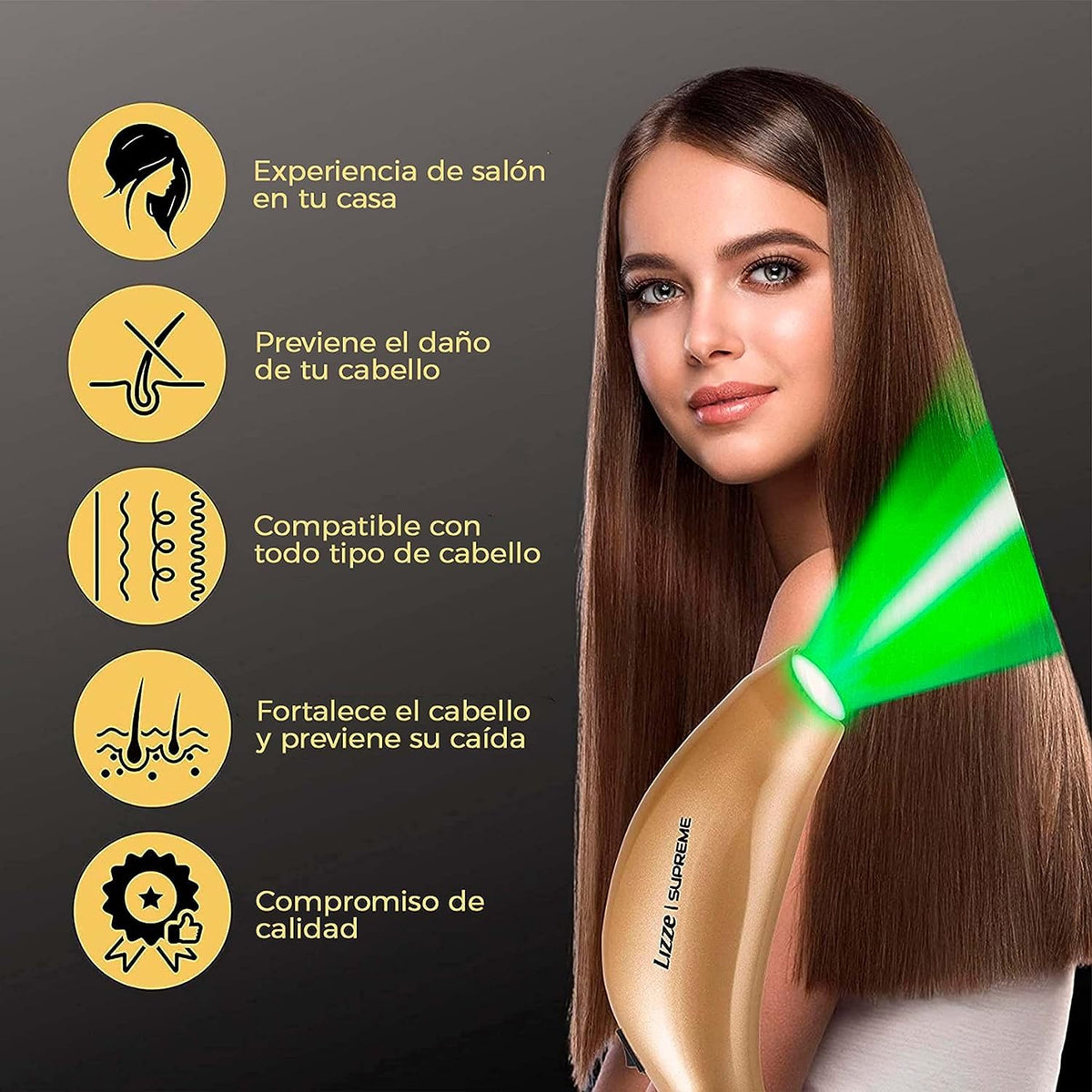 Acelerador de Tratamiento LED Lizze Photon Supreme Triple Light Action Enhancer Fibra Capilar Duradera