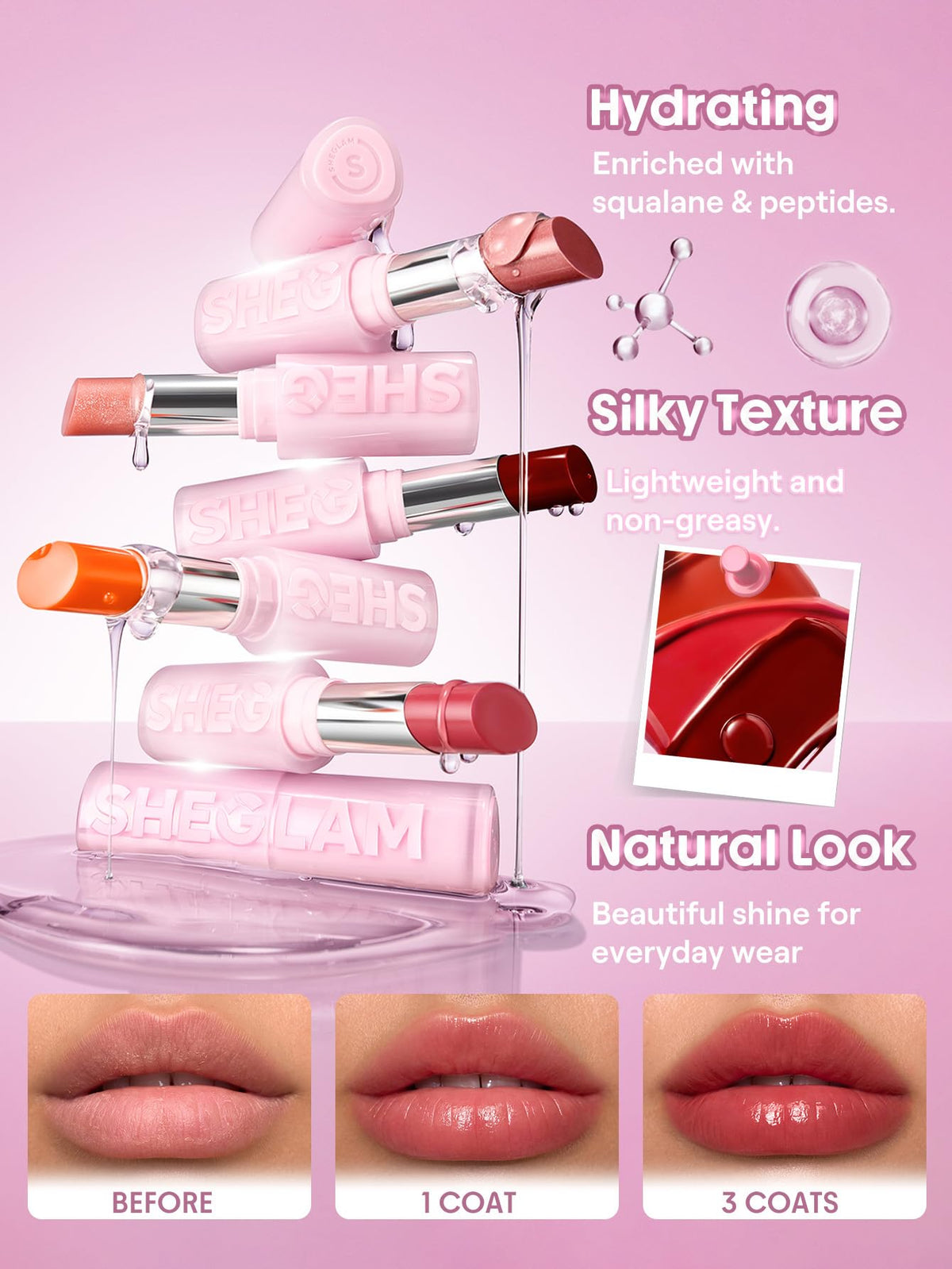 SHEGLAM Bálsamo labial Silk Slip con aceite - 108 Rose Goals