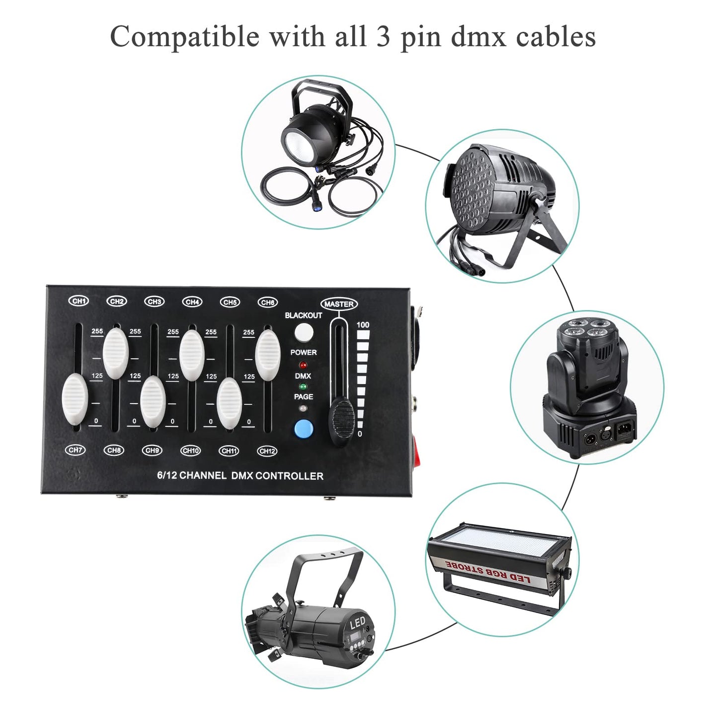 MAD OWL driver de atenuación DMX de 12 canales, driver de iluminación mini dj, regulador de protocolo de señal DMX512, adecuado para iluminación de escenarios pequeños