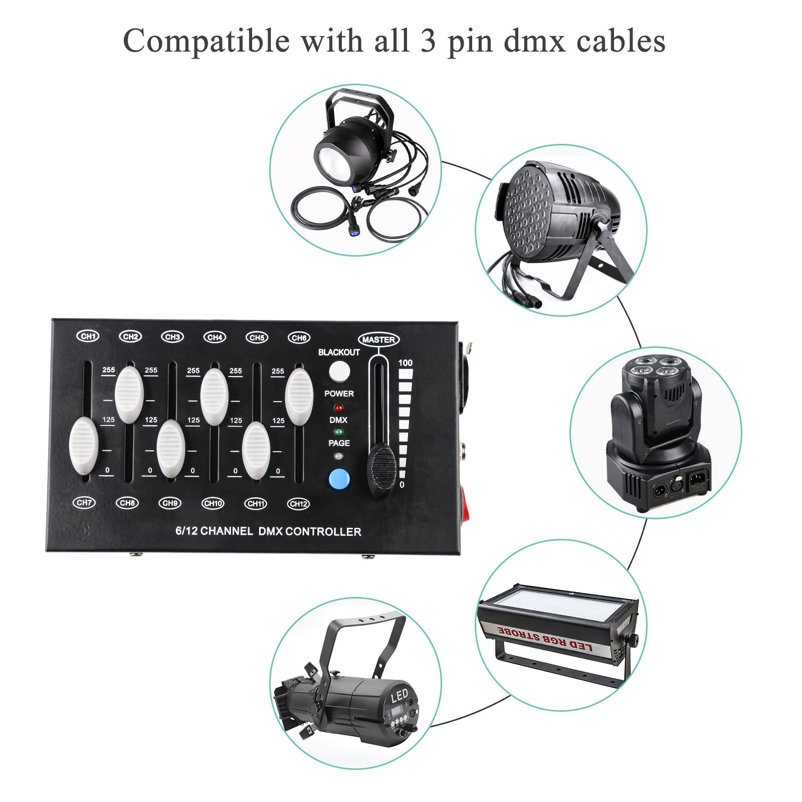 MAD OWL driver de atenuación DMX de 12 canales, driver de iluminación mini dj, regulador de protocolo de señal DMX512, adecuado para iluminación de escenarios pequeños