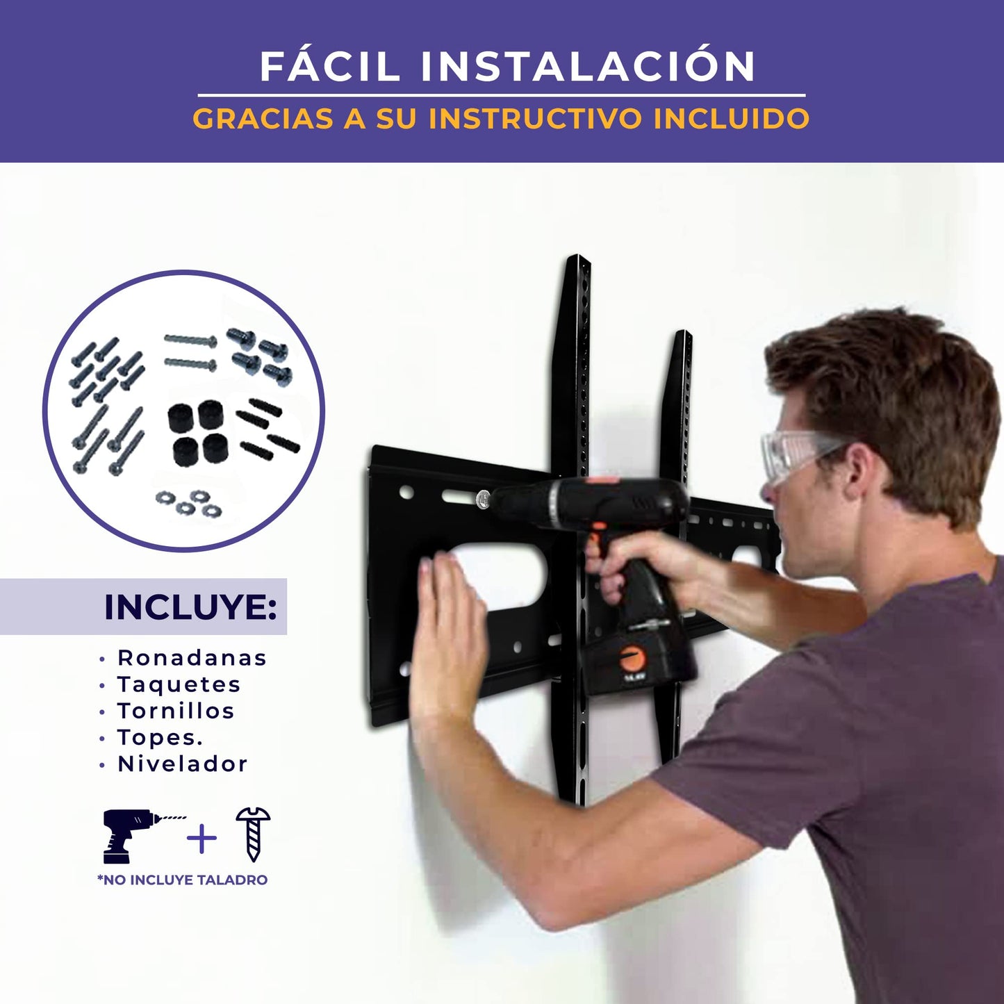 LINK BITS C4290N32 Soporte de TV 42 Pulgadas a 90 Pulgadas. Soporte Fijo para Pantallas. LED, LCD, PDP y Smart TV. Soporta hasta 100 kg. (Materiales Reforzado).