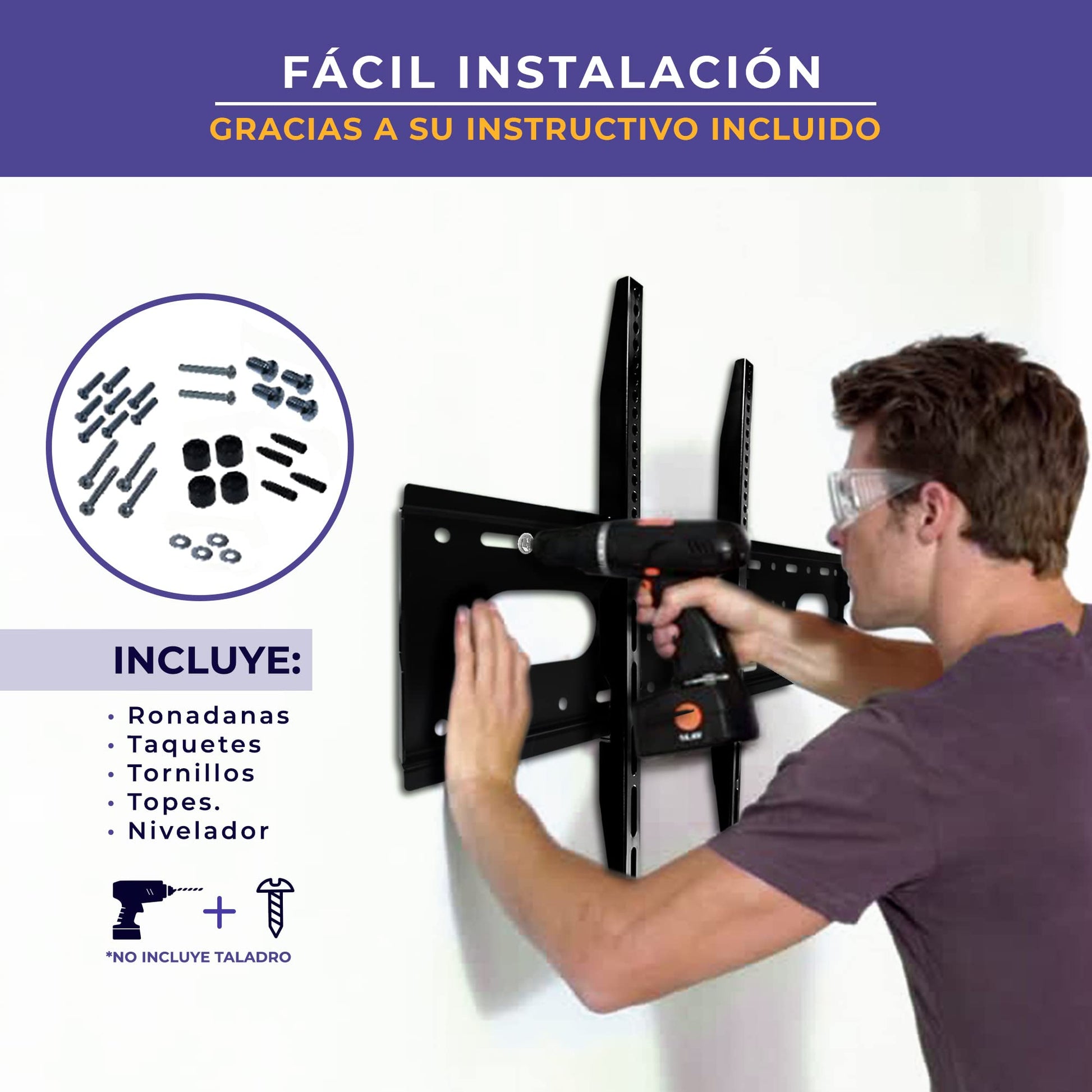 LINK BITS C4290N32 Soporte de TV 42 Pulgadas a 90 Pulgadas. Soporte Fijo para Pantallas. LED, LCD, PDP y Smart TV. Soporta hasta 100 kg. (Materiales Reforzado).