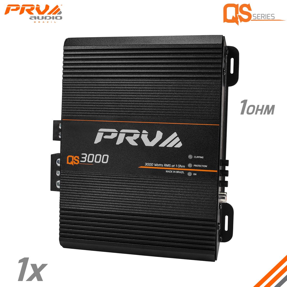 Amplificador de Audio de Coche PRV Audio QS3000 1 Ohm 3000W Monobloque con Controles HPF y LPF Integrados