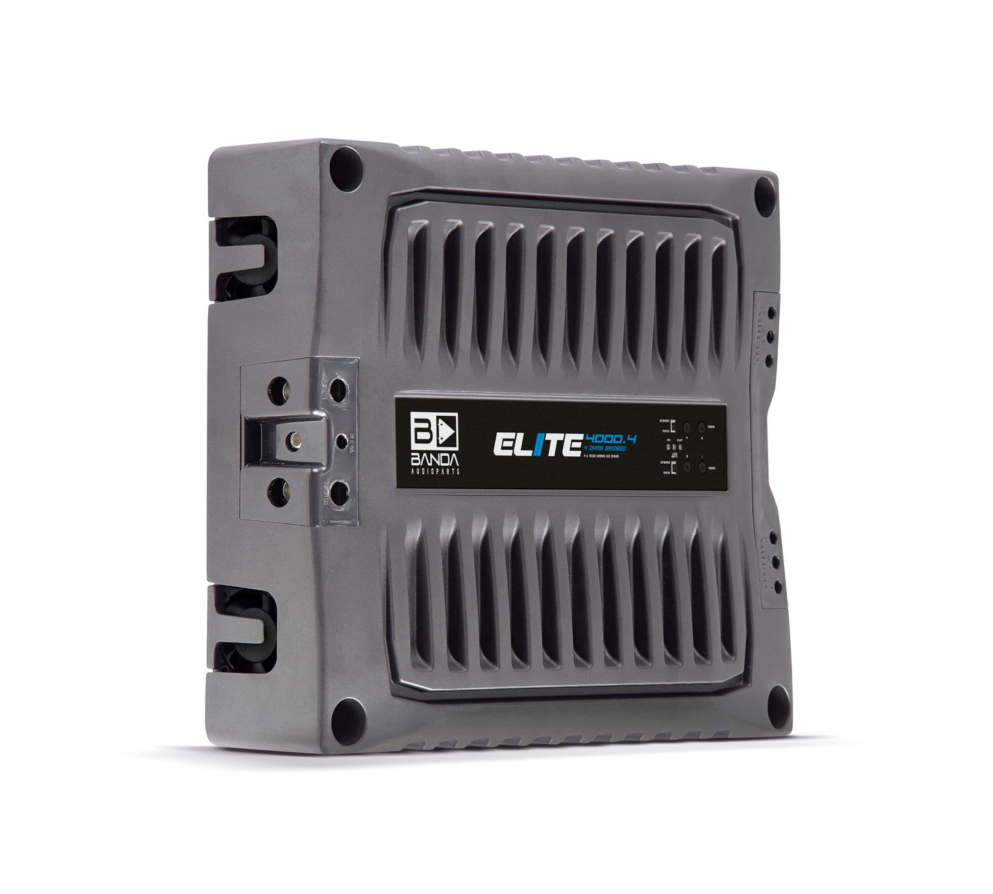 BANDA Audioparts ELITE4000.42OHMS 4 canales 1000 vatios máximo @ 2 ohmios amplificador de audio para coche con filtro de paso alto y filtro de paso bajo, negro - 4000.42OHM