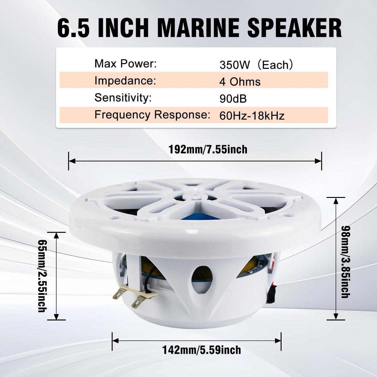 Altavoces Marinos Studiofinix Blanco 700W 6,5 Pulgadas con Luces LED Resistentes a la Intemperie