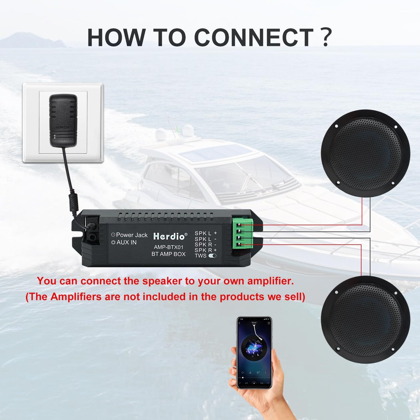 Herdio 4 Inch Heavy Duty Waterproof Marine Box Outdoor Surface Mounted Speaker for Skid Steer ATV UTV RZR Golf Cart Tractor Powersports Boat (Negro)