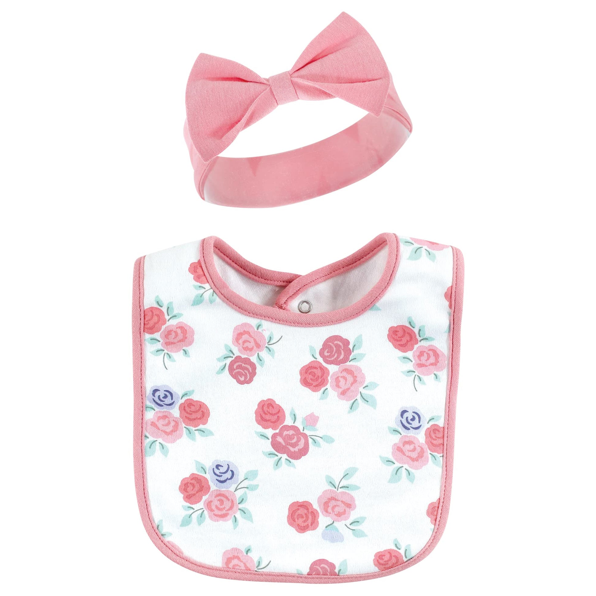 Hudson Baby Conjunto de babero y diadema de algodón para niña, día de la madre, 0-9 meses